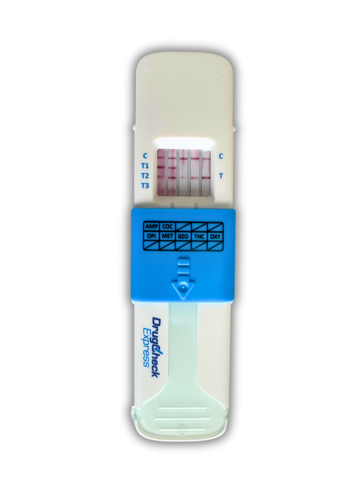 Workplace saliva drug test kit showing results in under 2 minutes.