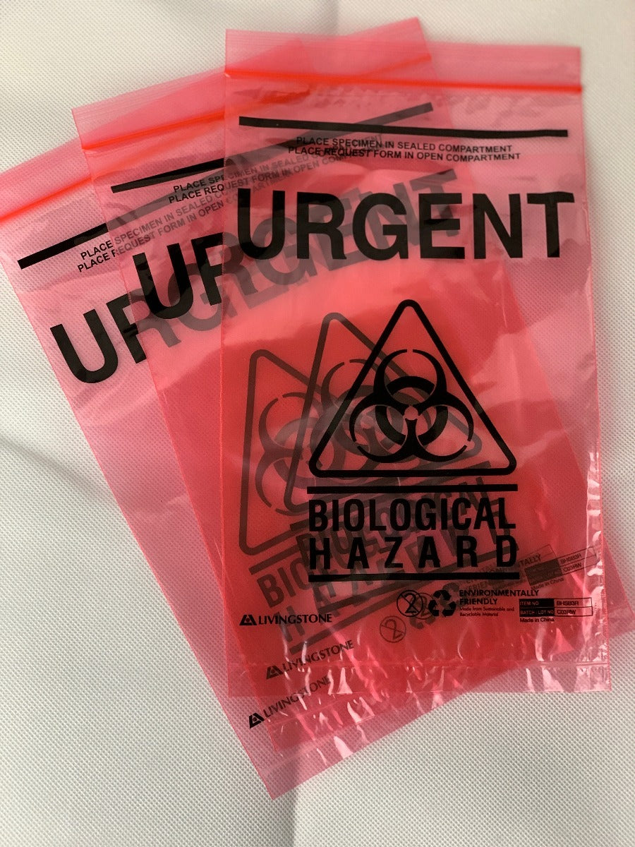 Lab specific biohazard transport bags for Drugs of Abuse specimens