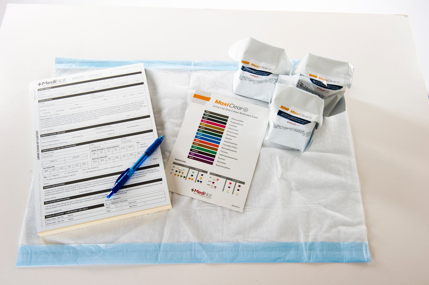 Chain of Custody forms include all 15 drugs detected in the Maxi Clear 15.