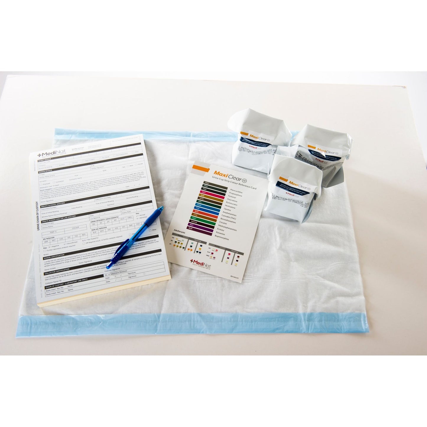 Chain of Custody forms include all 15 drugs detected in the Maxi Clear 15.