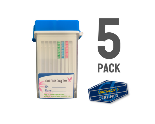 5 pack of At home Saliva Drug Test kit to Australian standards