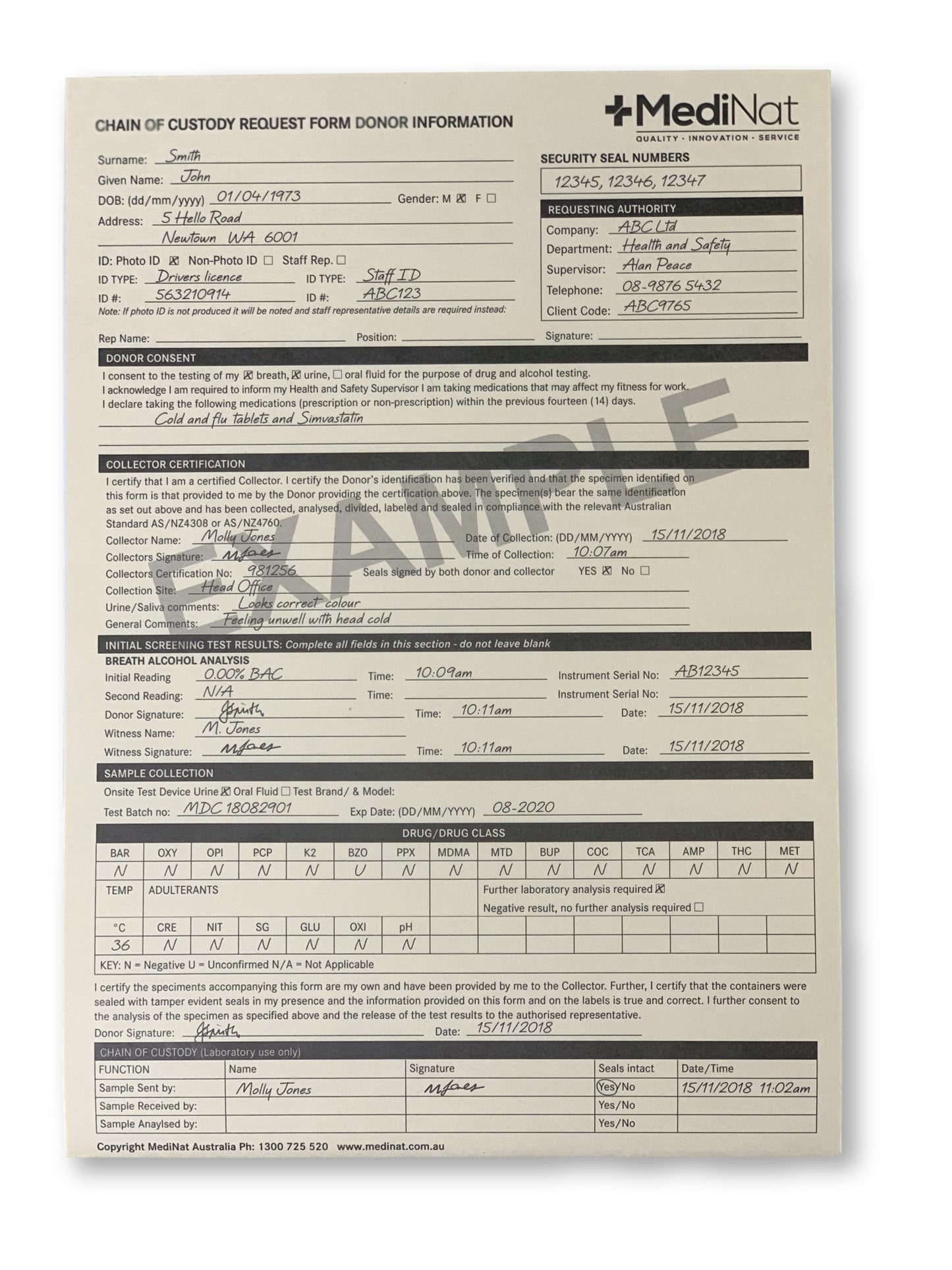 Saliva Drug Testing Chain of Custody