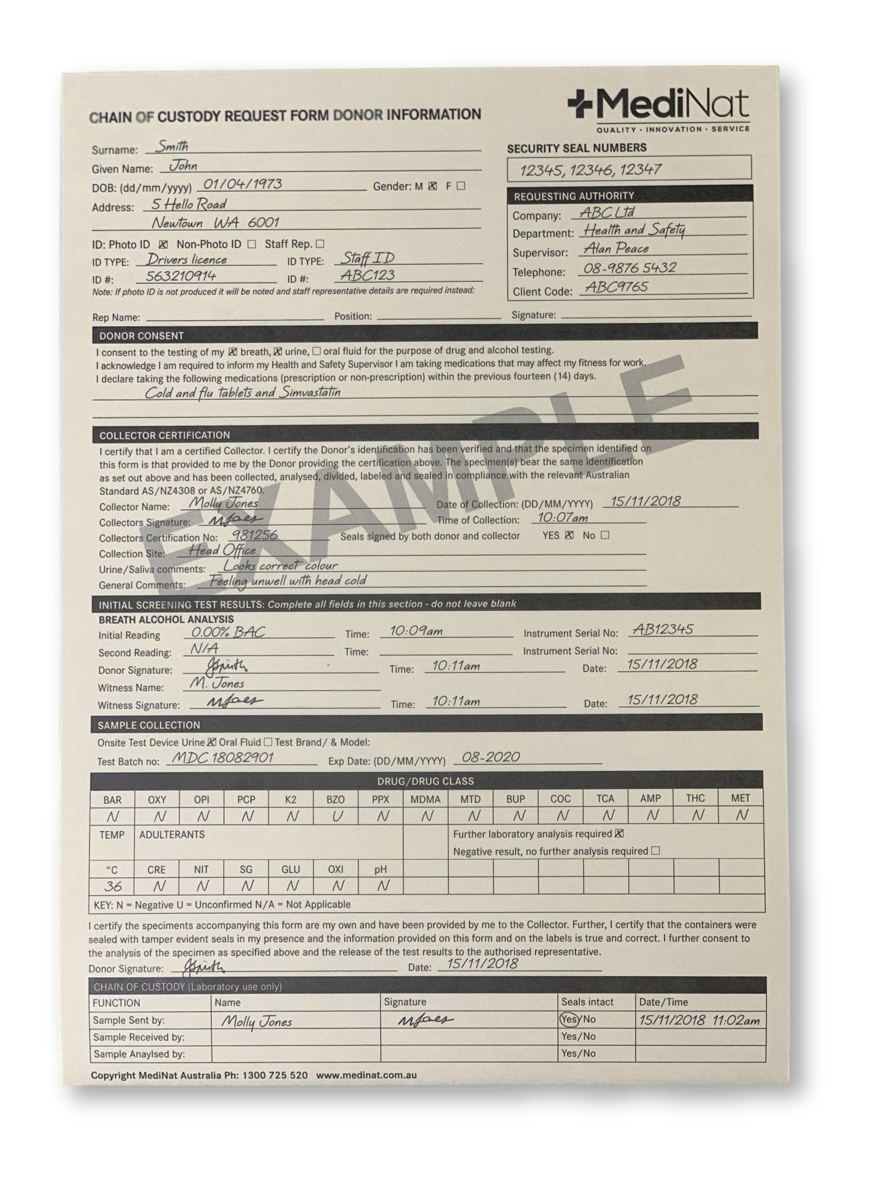 Saliva Drug Testing Chain of Custody