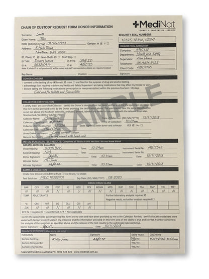 Saliva Drug Testing Chain of Custody