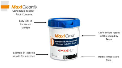 Maxi Clear 9 Urine Drug Test Cup Pack Contents