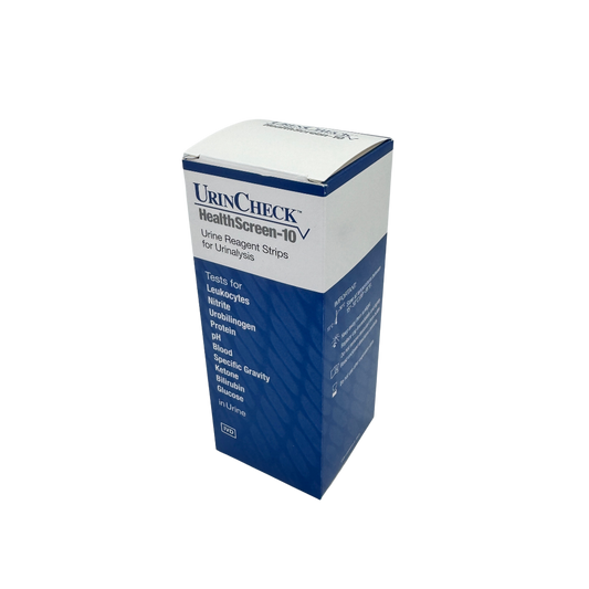 UrinCheck HealthScreen-10 test strip box on a white background